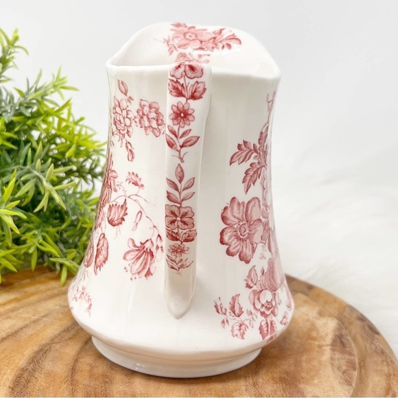 Charlotte Alfred Meakin Pitcher Red & Pink Floral Basket Staffordshire England - Picture 3 of 4